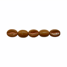 Load image into Gallery viewer, Czech glass espresso coffee bean beads 20pc opaque brown shiny copper 11x8mm
