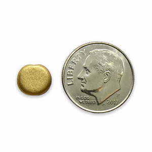 Czech glass coin beads 29pc matte satin gold finish 8mm