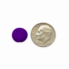 Load image into Gallery viewer, Czech glass coin beads 20pc matte neon purple velvet 10mm UV
