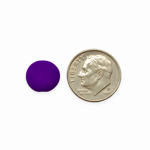 Czech glass coin beads 20pc matte neon purple velvet 10mm UV