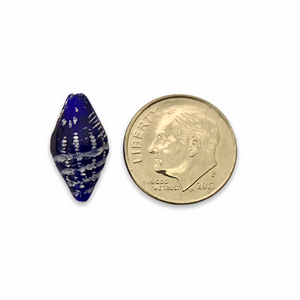Czech glass conch seashell beads 12pc shades of blue white patina