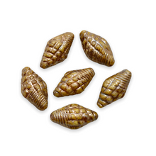 Load image into Gallery viewer, Czech glass conch seashell beads 10pc chalk beige metallic16x8mm-Orange Grove Beads
