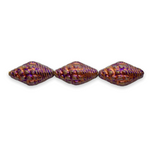 Load image into Gallery viewer, Czech glass conch seashell beads 10pc chalk purple copper 16x8mm
