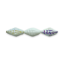 Load image into Gallery viewer, Czech glass conch seashell beads 12pc chalk white AB 16x8mm

