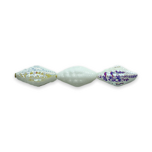 Czech glass conch seashell beads 12pc chalk white AB 16x8mm
