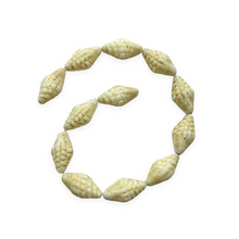 Load image into Gallery viewer, Czech glass conch seashell beads 12pc chalk white beige 16x8mm
