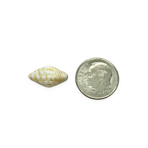 Czech glass conch seashell beads 12pc chalk white beige 16x8mm