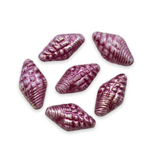 Load image into Gallery viewer, Czech glass conch seashell beads 12pc chalk white metallic pink 16x8mm #2-Orange Grove Beads
