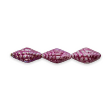 Load image into Gallery viewer, Czech glass conch seashell beads 12pc chalk white metallic pink 16x8mm #2
