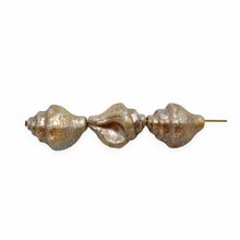 Load image into Gallery viewer, Czech glass conch seashell shell beads 8pc champagne beige luster 15x12mm

