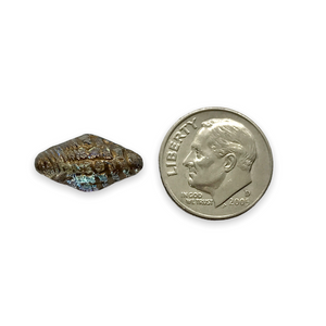 Czech glass conch seashell beads 10pc crystal bronze AB 16x8mm