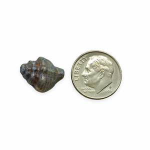 Czech glass conch seashell shell beads charms mix 16pc blue purple white 15x12mm