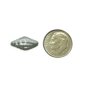 Czech glass conch seashell beads 12pc matte silver 16x8mm