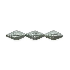 Czech glass conch seashell beads 12pc matte silver 16x8mm