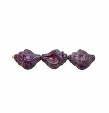 Load image into Gallery viewer, Czech glass conch seashell shell beads 8pc purple luster 15x12mm
