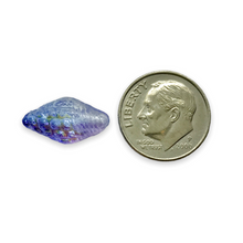 Load image into Gallery viewer, Czech glass conch seashell beads 10pc blue purple AB #2 16x8mm
