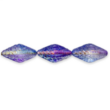 Load image into Gallery viewer, Czech glass conch seashell beads 10pc blue purple AB #2 16x8mm
