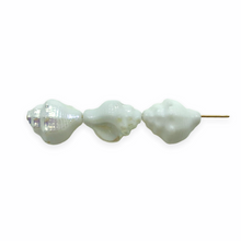 Load image into Gallery viewer, Czech glass conch seashell shell beads 8pc white AB 15x12mm
