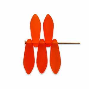 Czech glass dagger drop beads 20pc frosted orange 15x5mm-Orange Grove Beads