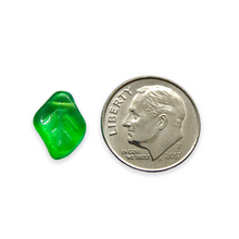 Load image into Gallery viewer, Czech glass diamond leaf beads 20pc translucent green 12x9mm
