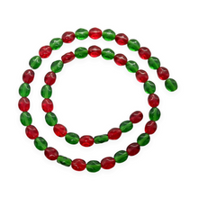 Load image into Gallery viewer, Czech glass small oval diamond beads 50pc red green holiday mix 7x6mm-Orange grove Beads
