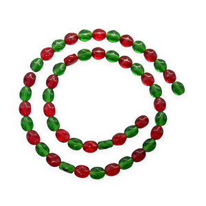 Czech glass small oval diamond beads 50pc red green holiday mix 7x6mm-Orange grove Beads