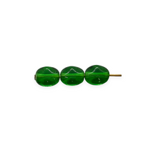 Load image into Gallery viewer, Czech glass small oval diamond beads 50pc translucent green 7x6mm
