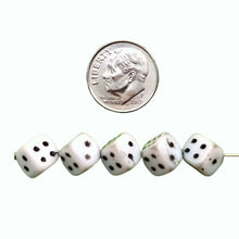 Load image into Gallery viewer, Czech glass dice cube beads 20pc white black 8mm
