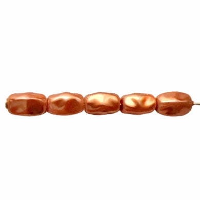 Czech glass irregular dimpled oval beads 30pc  gold copper-Orange Grove Beads