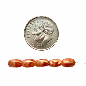 Czech glass irregular dimpled oval beads 50pc gold copper