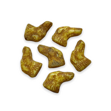 Load image into Gallery viewer, Czech glass dog head face beads 10pc opaque beige brown 13x11mm-Orange Grove Beads
