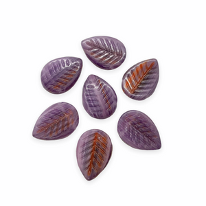 Czech glass large dogwood leaf beads 12pc purple red 16x12mm-Orange Grove Beads