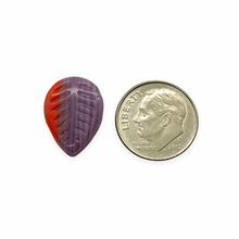 Load image into Gallery viewer, Czech glass large dogwood leaf beads 12pc purple red 16x12mm
