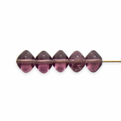 Czech glass tapered oval double spike beads 30pc amethyst purple 8x6mm-Orange Grove Beads