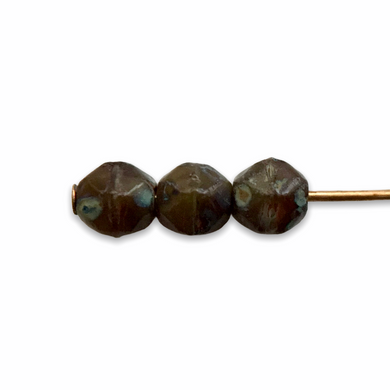 Czech glass English cut beads 50pc translucent brown picasso 4mm-Orange Grove Beads