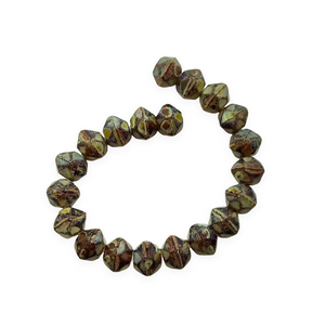Czech glass English cut beads 20pc mulberry picasso 8mm-Orange Grove Beads