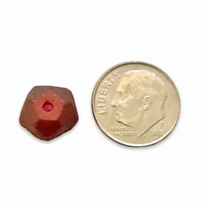 Czech glass English cut beads 10pc reddish pink copper 10mm