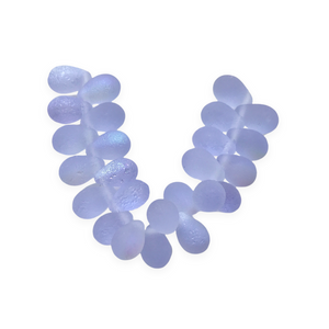 Czech glass etched teardrop beads 25pc alexandrite purple AB 9x6mm-Orange Grove Beads