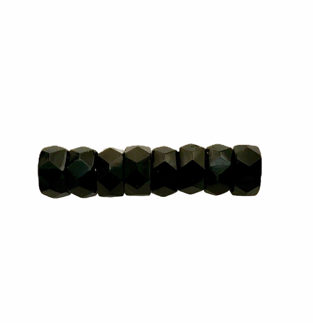 Czech glass faceted rondelle beads 25pc jet black 6x3mm-Orange Grove Beads