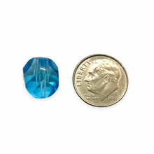 Load image into Gallery viewer, Czech glass faceted chisel cut chunky nugget beads 15pc aqua blue 12mm
