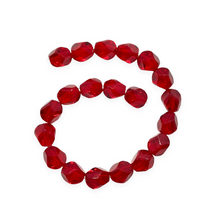 Load image into Gallery viewer, Czech glass faceted round chisel cut beads 20pc translucent ruby red 8mm-Orange Grove Beads
