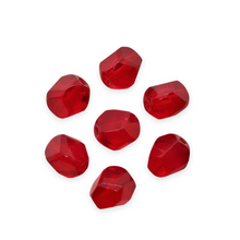 Load image into Gallery viewer, Czech glass faceted chisel cut nugget beads 20pc translucent ruby red 8mm-Orange Grove Beads
