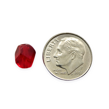 Load image into Gallery viewer, Czech glass faceted round chisel cut beads 20pc translucent ruby red 8mm
