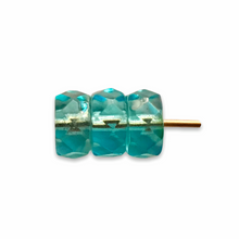 Load image into Gallery viewer, Czech glass faceted rondelle beads 25pc aqua blue AB 6x3mm-Orange Grove Beads
