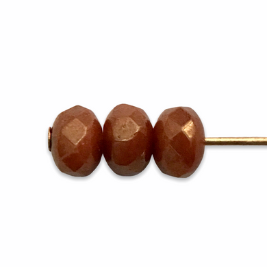 Czech glass faceted rondelle beads 30pc dark caramel luster 5x3mm-Orange Grove Beads