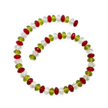 Load image into Gallery viewer, Czech glass Christmas mix faceted rondelle beads 60pc crystal green red 7x4mm #2-Orange grove Beads
