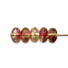 Load image into Gallery viewer, Czech glass fire polished faceted rondelle beads 25pc raspberry champagne 7x4mm-Orange Grove Beads
