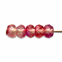 Load image into Gallery viewer, Czech glass faceted rondelle beads 50pc fuchsia pink crystal AB 5x3mm-Orange Grove Beads
