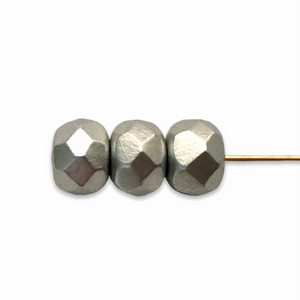 Czech glass faceted rondelle beads 25pc matte metallic silver 7x5mm-Orange Grove Beads