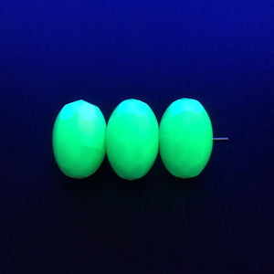 Czech glass XL faceted rondelle beads 6pc sea green opaline UV glow 17mm